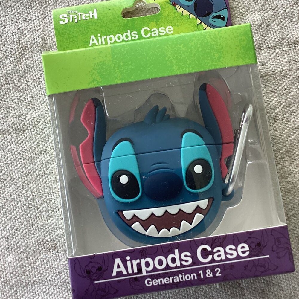 Stitch AirPods Case Gen 1 & 2 – Disney Silicone Cover w/ Clip – NIB